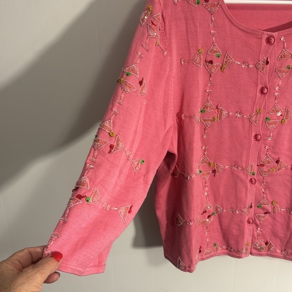 Michael Simon Martini cardigan - Pink w clear buttons. Size XL - Picture 5 of 8